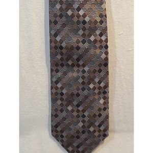 Valerio Garati 100% Pure Silk Necktie Geometric Metallic Designer 3.75" × 59.5"